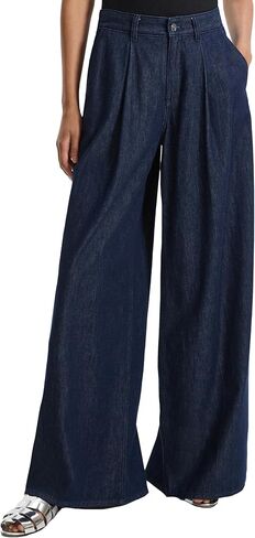 Theory Women's Pleated Wide Leg Pant, Indigo in Kuwait