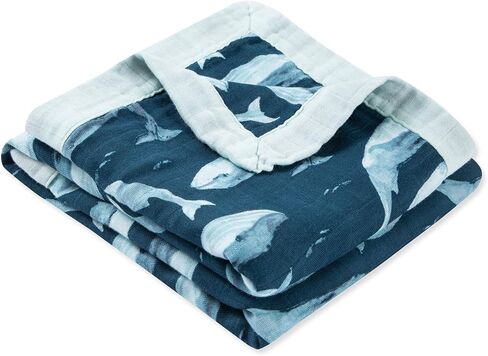 Milkbarn Muslin Baby Blankets for Girls & Boys, Toddler Quilt Blanket, Newborn Nursery Crib Blanket for Bedding, Shower & Registry Gift, Blue Whale in Saudi Arabia