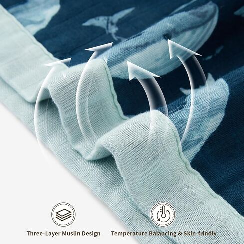 Milkbarn Muslin Baby Blankets for Girls & Boys, Toddler Quilt Blanket, Newborn Nursery Crib Blanket for Bedding, Shower & Registry Gift, Blue Whale in Saudi Arabia