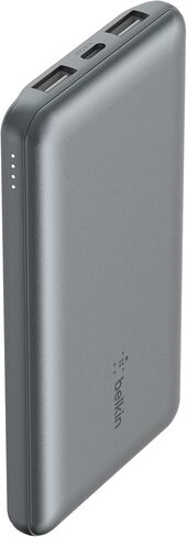 Belkin BoostCharge USB-C Portable Charger 10k Power Bank w/ 1 USB-C Port and 2 USB-A Ports with USB-A to USB-C Cable for iPhone 15, 15 Plus, 15 Pro, 15 Pro Max, Samsung Galaxy S24, & More - Gray in Saudi Arabia