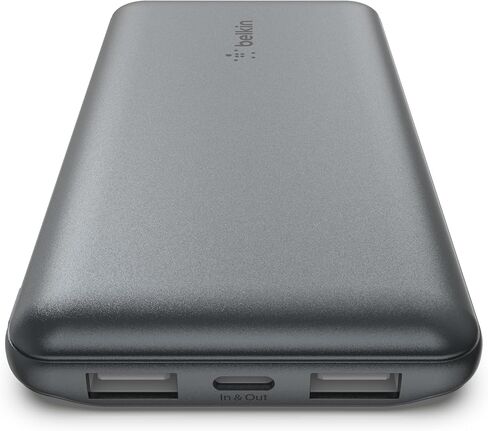 Belkin BoostCharge USB-C Portable Charger 10k Power Bank w/ 1 USB-C Port and 2 USB-A Ports with USB-A to USB-C Cable for iPhone 15, 15 Plus, 15 Pro, 15 Pro Max, Samsung Galaxy S24, & More - Gray in Saudi Arabia