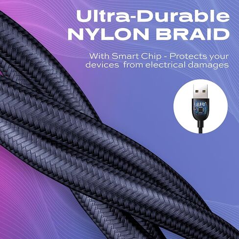 Statik كابل شحن مغناطيسي USB C 360 شاحن Android 360 كابل شحن مغناطيسي - Micro-USB، 2 أطراف موصل قابلة للإزالة من النوع C - 6FT أسود in Kuwait