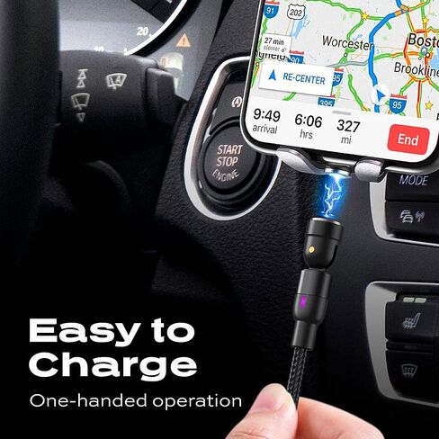 Statik كابل شحن مغناطيسي USB C 360 شاحن Android 360 كابل شحن مغناطيسي - Micro-USB، 2 أطراف موصل قابلة للإزالة من النوع C - 6FT أسود in Kuwait