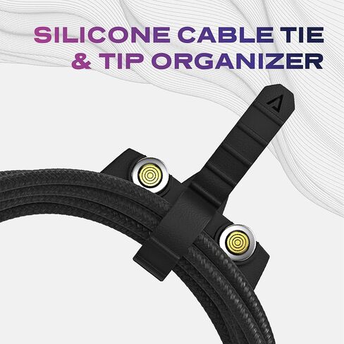 Statik كابل شحن مغناطيسي USB C 360 شاحن Android 360 كابل شحن مغناطيسي - Micro-USB، 2 أطراف موصل قابلة للإزالة من النوع C - 6FT أسود in Kuwait