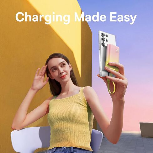 Baseus Power Bank Mini, PD 20W Fast Charging, 5200mAh Portable Charger, Built-in USB-C Cable, Lightweight, USB-C Port, Cute & Handy, Compatible with Galaxy, Sony and Google Type-C Devices (Purple) in Saudi Arabia