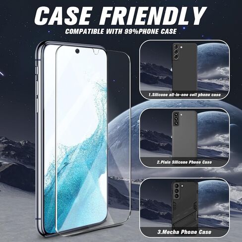 [4+4 عبوات] واقي شاشة Samsung Galaxy S21 5G + واقي عدسة الكاميرا، زجاج مقسى 9H، متوافق مع بصمات الأصابع بالموجات فوق الصوتية، وضوح عالي، مضاد للكسر، خالٍ من الفقاعات لواقي شاشة Samsung S21 in Kuwait