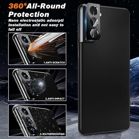 [4+4 عبوات] واقي شاشة Samsung Galaxy S21 5G + واقي عدسة الكاميرا، زجاج مقسى 9H، متوافق مع بصمات الأصابع بالموجات فوق الصوتية، وضوح عالي، مضاد للكسر، خالٍ من الفقاعات لواقي شاشة Samsung S21 in Kuwait