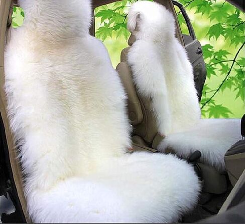 Genuine Australian Sheepskin Car Seat Cover Universal Fit Natural Wool Seat Cushion Covers Soft Warm Plush Seat Cover for Winter Beige in Saudi Arabia