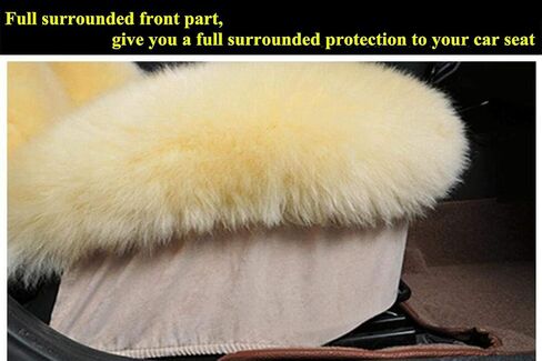 Genuine Australian Sheepskin Car Seat Cover Universal Fit Natural Wool Seat Cushion Covers Soft Warm Plush Seat Cover for Winter Beige in Saudi Arabia