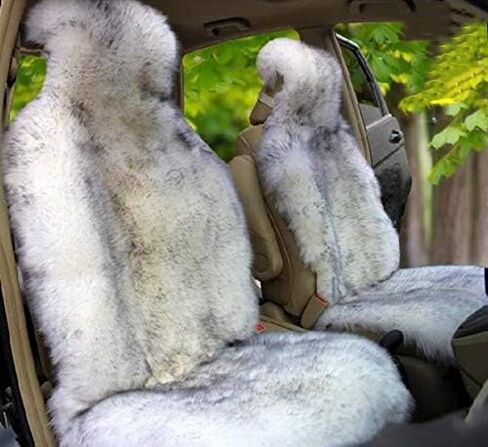 Genuine Australian Sheepskin Car Seat Cover Universal Fit Natural Wool Seat Cushion Covers Soft Warm Plush Seat Cover for Winter Beige in Saudi Arabia