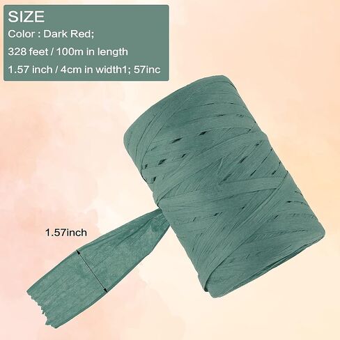 Raffia Yarn Raffia Paper Ribbon for Gift Wrapping and DIY Decoration, Raffia Paper Craft Ribbon Packing Paper Twin Raffia Yarn for Crocheting Craft Ribbon for Crochet 1.5'' Wide, 109 Yards(Green) in Saudi Arabia