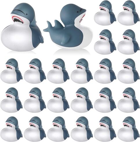 DEEKIN 24 Pcs Shark Rubber Duck 2 Inches Cool Shark Duck Bulk Summer Bathtub Toys Floating Ducks for Swimming Pool Party Favors Bag Fillers in Saudi Arabia