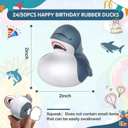 DEEKIN 24 Pcs Shark Rubber Duck 2 Inches Cool Shark Duck Bulk Summer Bathtub Toys Floating Ducks for Swimming Pool Party Favors Bag Fillers in Saudi Arabia