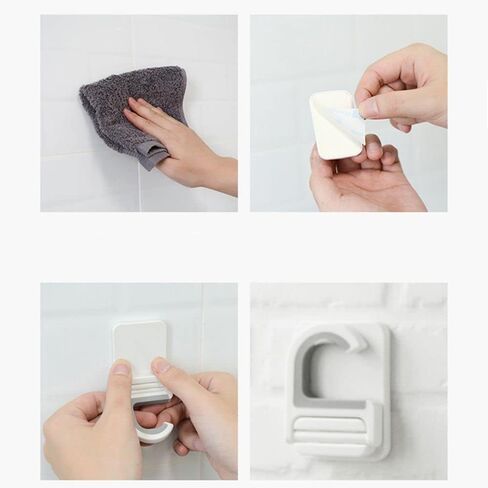 3Pcs Broom Mop Holder Wall Mount Self-Adhesive Mop Hanger Organizer Garage Kitchen Bathroom Storage Multi-Purpose Hooks(2.76inch,White) in Saudi Arabia