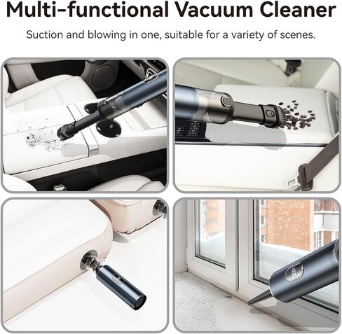 مكنسة كهربائية للسيارة عالية الطاقة، مكنسة كهربائية محمولة لاسلكية 3 في 1، مكنسة كهربائية محمولة لاسلكية قوية بقوة 13000 باسكال مع ضوء LED، شاشة LCD ومحرك بدون فرشاة لتنظيف السيارة والمنزل (أسود) in Kuwait