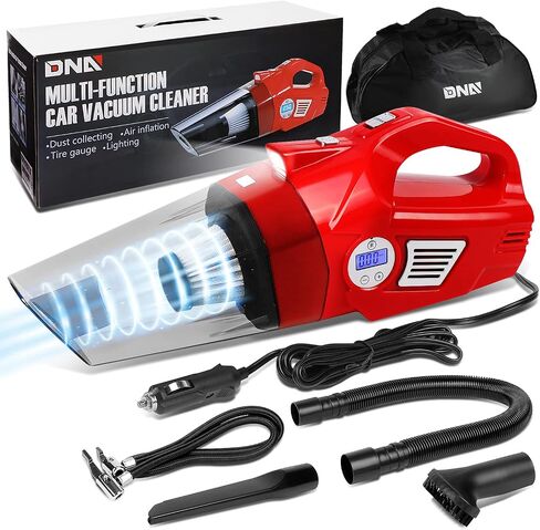 DNA MOTORING TOOLS-00181 4500PA Suction Portable High Power Mini Handheld Cordless Motorized Brush Vacuum Cleaner w/LED Light, Car Cleaning Kit, Black/Gold in Saudi Arabia