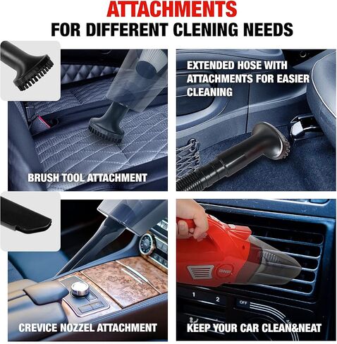 DNA MOTORING TOOLS-00181 4500PA Suction Portable High Power Mini Handheld Cordless Motorized Brush Vacuum Cleaner w/LED Light, Car Cleaning Kit, Black/Gold in Saudi Arabia