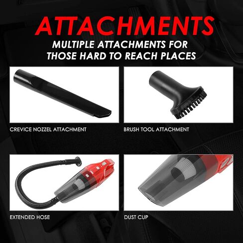 DNA MOTORING TOOLS-00181 4500PA Suction Portable High Power Mini Handheld Cordless Motorized Brush Vacuum Cleaner w/LED Light, Car Cleaning Kit, Black/Gold in Saudi Arabia