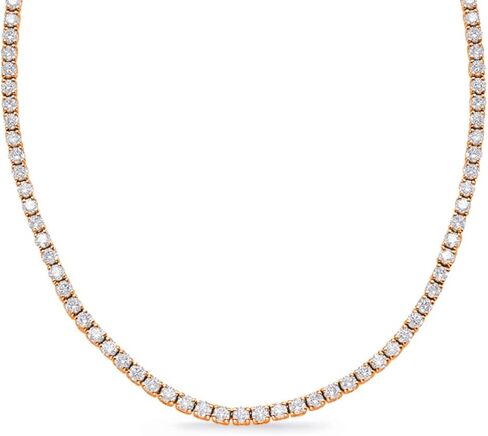 3-40 Carat LAB GROWN Round 14K Rose Gold 17 "Uniform Straight Diamond Tennis Riviera Necklace (D-E Color, VS1-VS2 Clarity) Graduating Premium Collection 4 Prong in Saudi Arabia