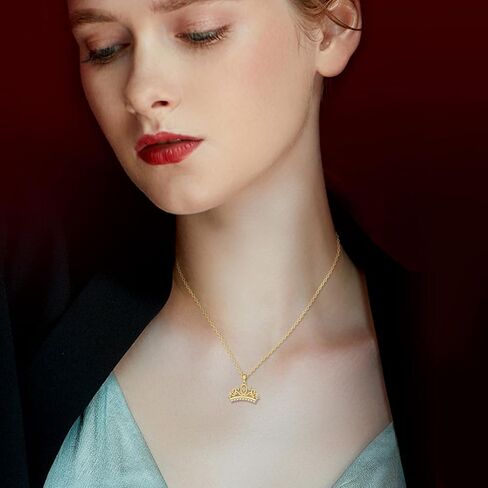 قلادة تاج من الذهب عيار 14 قيراط للنساء هدايا مجوهرات للزوجة كهدية عيد ميلاد لها in Kuwait