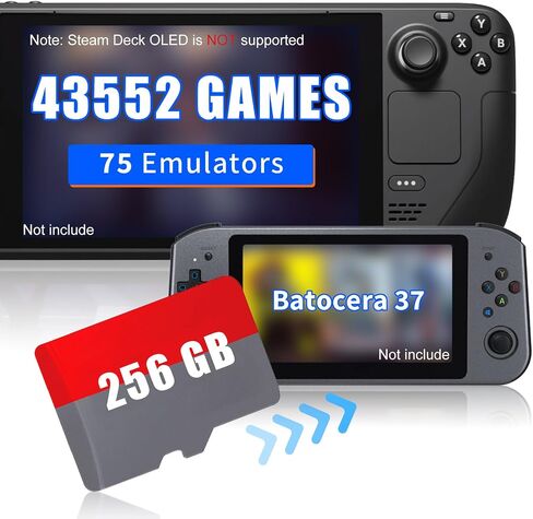 Retro Game Card for Steam Deck/Win 600/PC 256GB, 73 Emulator Console, 43552 Plug and Play Video Games, Batocera 37 Game System, DIY Retro Gaming Console, A1 Performance, Up to 120MB/s in Saudi Arabia