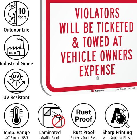 SmartSign - K-4206-EG-12x18 "Patient Parking Only - Violators Ticketed/Towed" Sign | 12" x 18" 3M Engineer Grade Reflective Aluminum Red on White in Saudi Arabia