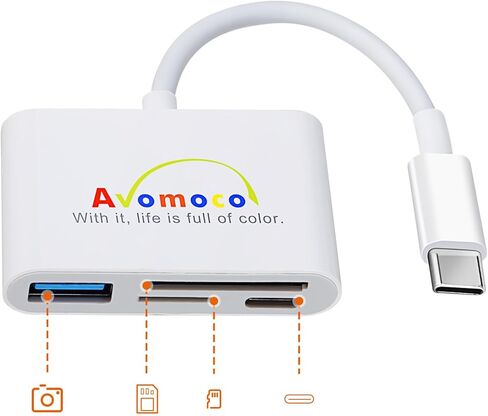 قارئ بطاقات USB C SD مع منفذ USB 3.0 ومنفذ شحن، محول قارئ بطاقات ذاكرة Micro SD 4 في 1/متوافق مع iPhone 15 Pro Max وiPad Pro in Saudi Arabia