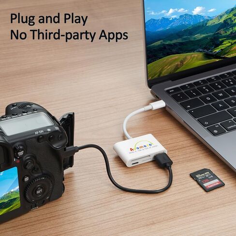 قارئ بطاقات USB C SD مع منفذ USB 3.0 ومنفذ شحن، محول قارئ بطاقات ذاكرة Micro SD 4 في 1/متوافق مع iPhone 15 Pro Max وiPad Pro in Saudi Arabia