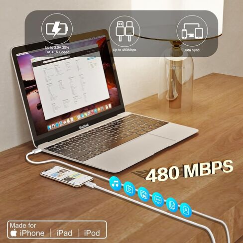 كتلة شحن سريعة لشاحن iPhone، محول شاحن Apple iPhone سريع [معتمد من Apple MFi] 3 عبوات شاحن حائط سريع Apple USB C، كابل USB C إلى Lightning بطول 10 أقدام لهاتف iPhone 14 ProMax/13/12/11/XR/X/SE، iPad in Kuwait