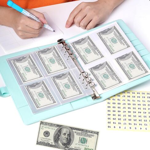 مجلد تحدي 100 ظرف، تحدي توفير أموال التخزين مقاس A5، أظرف لتوفير المال، طريقة سهلة وممتعة لتوفير كتاب ميزانية بقيمة 5050 دولارًا لتوفير المال in Kuwait