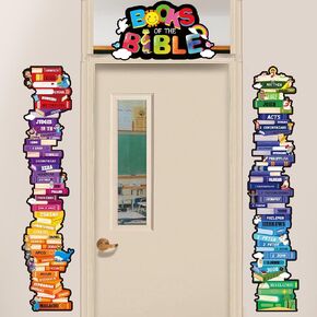 Yopyame Books of the Bible Posters - 16PCS Bible Door Border Books of the Bible Door Cover for Scripture Home Church Decor Bible Religious Christian Educational Posters for Classroom Sunday School