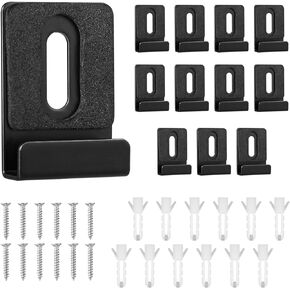 12pcs Metal Mirror Holder Kit, Mirror Clips with Screws Rubber Pads Heavy Duty Hanging Hardware Mirror Brackets Mirror Hanger for Mounting Wall Tile Billboard Frameless Display(Black)