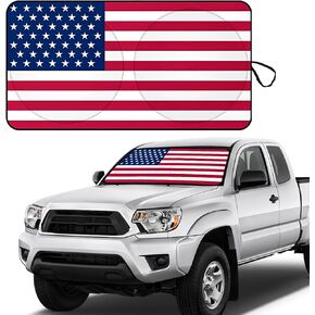 1 PC American Flag Car Windshield Protection, Foldable Vehicle Front Windshield Sun Shade for Blocking UV Ray, Universal Automotive Window Insulation Cover (Red #5.41Ft x 3.11Ft) in Kuwait