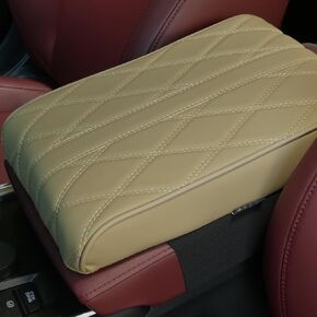 Leather Armrest Cover for Car Center Console Universal Suit for Most Vehicle, SUV, Truck Car Accessories(Beige for Men and Women)