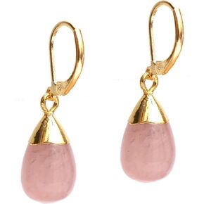 Gempires Green Amazonite Teardrop Earrings, Small Dangle Earrings with Hypoallergenic 14k Yellow Gold Plated Leverback, Everyday Wear, Gift for Mom, Wife, Girlfriend in Kuwait