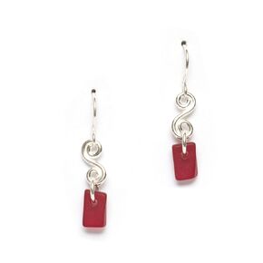 Sea Glass Curve Earrings (Ocean) - Sterling Drop Earrings by EcoSeaCo, using recycled and sustainable material. Handmade in the USA