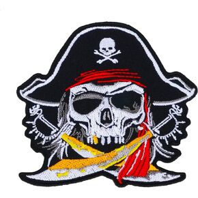 Sword Skull Pirate Embroidered Iron On Patch Skull Pirate Flag Biker Motorcycle Rock Chopper Uniform Costume Racing Car Skull Jacket Jean Skeleton
