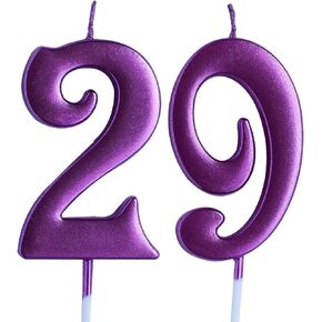 Pink 29th Birthday Candle, Number 29 Years Old Candles Cake Topper, Woman Party Decorations, Supplies