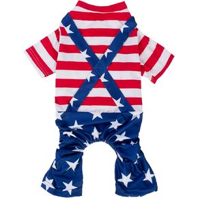 4th of July Dog Shirt USA Flag Pet Clothes Funny Puppy American Flag Clothing Summer T-Shirts (S)