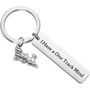 PLITI Railroad Gift Train Lover Gift Train Driver Gift I Have A One Track Mind Train Keychain For Railroad Worker