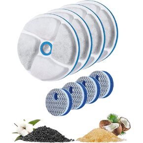 4 Pack Cat Water Fountain Filters, Triple Cycle Filtration System Pet Cat Fountain Filter Replacement for TBC PET TF001 88oz/2.6L Automatic Cat Fountain