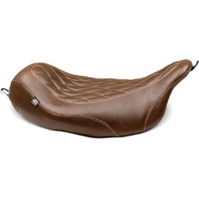 Mustang Motorcycle Seats 76722 Wide Tripper Solo Seat for Harley-Davidson Electra Glide Standard, Road Glide, Road King & Street Glide 2008-'21, Diamond, Distressed Brown