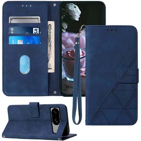 Compatible for Pixel 8 Case Wallet,for Google Pixel 8 Case,[Card Holder Slots] [Wrist Strap] TPU Interior Protective,Stand PU Leather Folio Flip Cases Cover for Google Pixel 8 (2023) (Blue)