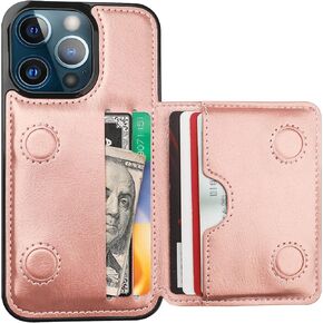 KIHUWEY Compatible with iPhone 13 Pro Wallet Case Credit Card Holder, Premium Leather Kickstand Durable Shockproof Protective Cover for iPhone 13 Pro 6.1 inch(Black)