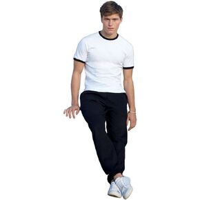 Fruit of the Loom Mens Elasticated Cuff Jog Pants/Jogging Bottoms (XL) (Black)