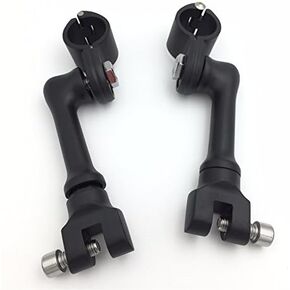 XKMT-Black Long Angled Adjustable Highway Peg Mounting Kit Compatible With Bike with 1 inch (1") 25mm Front Engine Guard Frame Tube GoldWing VTX1300 Shadow Valkyrie Triumph [B01AVHR932]