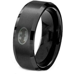 Lavastorm Titanium Batman Ring 8mm Men's Unisex 6-14 Polished (Black, 11)