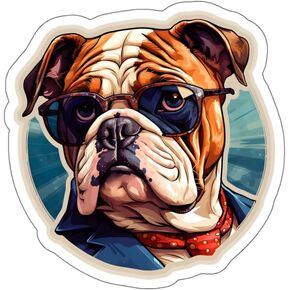 British Bulldog Sticker Vintage Pet Decal Vinyl Small Waterproof for Water Bottle Mug Passport Book Scrapbook Notebook Laptop Tumbler Skateboard Computer Phone Size 4" Funny Gift