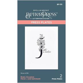 Spellbinders Every Occasion Floral J and Sentiment Press Plate, Metal