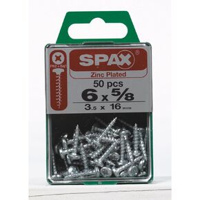 SPAX No. 6 x 5/8 in. L Phillips/Square Pan Head Zinc-Plated Steel Multi-Purpose Screws 50 pk